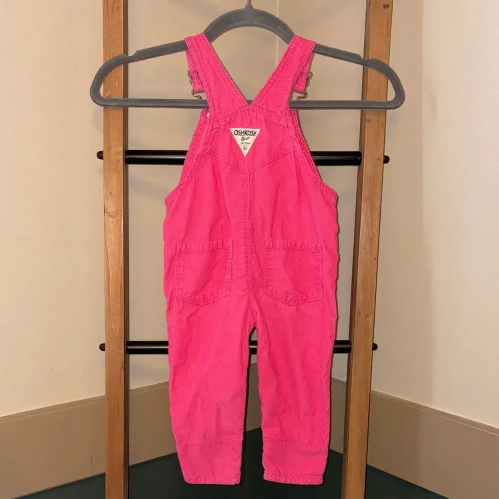 OshKosh B'gosh Vibrant Pink Corduroy Kids Overalls Size 12-18 Months